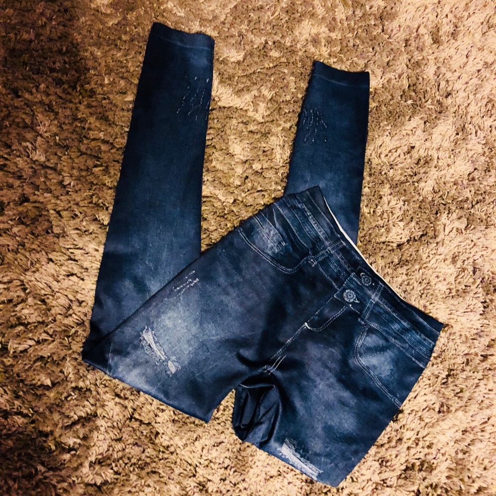 fake jean leggings